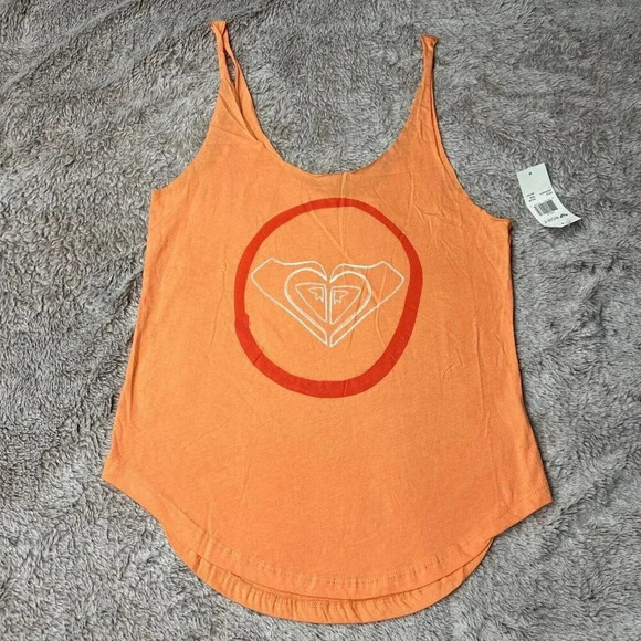 Roxy Women’s Orange Tank Top Size M 100% Cotton NWT - Picture 3 of 14